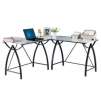 RS To Go Alluna Collection Milk Glass L-Shape Desk, 29 1/8"H x 60 5/8"W x 60 5/8"D