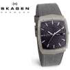 Skagen Denmark 396LTLM Titanium Collection Gunmetal Dial Solid Titanium Case Suede Strap Mens Watch