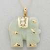 10k Gold Green Jade Elephant Pendant