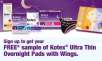 Free Sample of Kotex Ultra Thin Overnight Pads with Wings