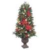 GE 42 In. Pre-Lit Decorated Poinsettia Tree with 100 Clear and Red Lights 