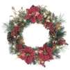 GE 26 In. Pre-Lit Burgundy Poinsettia Wreath With 50 Clear and Red Lights 