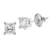Princess Cut Diamond Stud Earrings (.75 ctw) 14kt White Gold
