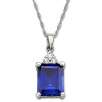 Created Sapphire Pendant Sterling Silver