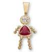 Simulated Birthstone Girl Charm 14K Gold