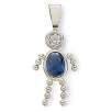 Simulated Birthstone Boy Charm 14K White Gold