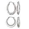 10K White Gold Oval & Circle Hoop Set