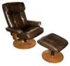 Mac Motion Euro Design Bonded Leather Swivel Recliner with Ottoman (Brick/Walnut)