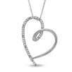 Diamond Accent Tilted Heart Pendant in Sterling Silver
