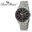 Lucien Piccard 28165BK ChronoTach Collection Professional Chronograph Black Dial Stainless Steel Mens Watch
