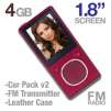 Microsoft Zune 4GB MP4/MP3 Player Car Pack v2 and Leather Case Bundle - FM Tuner, 1.8" LCD, Red (Refurbished)