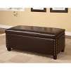 Dark Brown Bi-Cast Leather Storage Bench