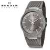 Skagen Denmark 694XLTTM Titanium Collection Charcoal Dial Mesh Bracelet Gunmetal Titanium Mens Watch