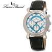 Lucien Piccard 28168BU 1923 Homme Collection Chronograph Stainless Steel Leather Strap Mens Watch
