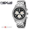 Nexus NEXD7285-05A Sports Collection Swiss Chronograph Black Tachymeter Dial 100M Mens Watch