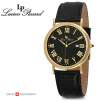 Lucien Piccard 28136YL Carlisle Collection Swiss Movement 18K Gold IP Leather Strap Mens Watch