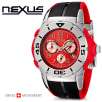 Nexus NEXD7267-10B SK Collection Swiss Chronograph Red Tachymeter Dial 100M Mens Watch