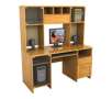 Bush Office Axis Desk and Hutch, Maple Cross