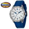 Fossil AM4251 Stainless Steel White Dial Grooved Rubber Strap 100M Mens Watch