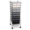 Realspace 10-Drawer Mobile Organizer, 37 2/5"H x 13"W x 15 15/16"D, Black/Gray/White