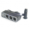 1-to-3 Cigarette Socket Power Splitter with USB Charge Port