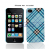 Leather Case Back Cover for iPhone 4, Cloth Grain Light Blue Color