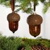 Brown Glass Acorn Ornament Set