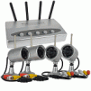 2.4GHz Wireless Surveillance Kit w/4-Channel Wireless Receiver & 4 Infrared Motion Color Cameras w/Microphone