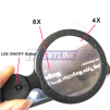Magnifier, Hanging Type 4X & 8X 48mm Magnifier / Loupe with LED Light