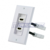 2 Ports High Speed HDMI Wall Plate with 4 Inch Built-in Flexible Extension HDMI Cable, White Color Plate (2 Pack)