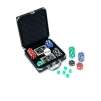 XFX Poker Game Set - 100 Chips in 4 colors, 2 Decks, 5 Dice, Dealer Plate, Tote bag, Black Case with Lock and Key
