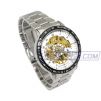 Skeleton Mechanical Automatic Movement Watch, White Dial, Random Movement Color (Silver/Golden)
