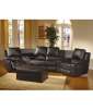 Black Leather 4-Seat Recliner Sectional Home Theater Seating w/ Ottoman