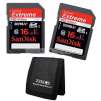 Sandisk 16 GB Extreme Secure Digital HC Memory Card 2 Pack + Bonus Memory card wallet