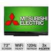 Mitsubishi 73" 3D DLP HDTV - Built-in Wifi, Vudu Apps, 1080p, 120Hz Sub Frame Rate, Black
