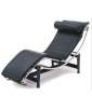 Adjustable Black Leather Chaise Lounge