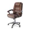 Office Depot Brand Baymont Leather High-Back Chair, Gunmetal Gray Frame, Brown Leather