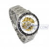 Skeleton Mechanical Automatic Movement Watch, White Dial, Random Movement Color (Silver/Golden)