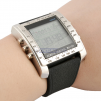 LED TV/SAT/DVD/LD/VIR/VCD Remote Control Stainless Steel Watch, Leather Band-Black