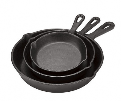 3-Piece Cooks Cast Iron Fry Pan Set (10", 8", and 6.5")