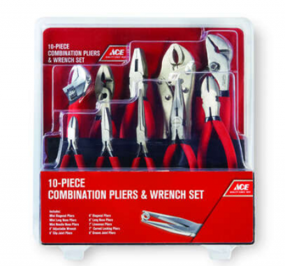 10-Piece Ace Carbon Steel Combination Pliers & Wrench Set