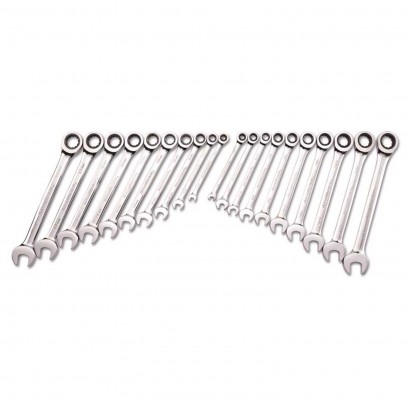 GearWrench 12 Point Metric and SAE Ratcheting Combination Wrench Set 20 pc
