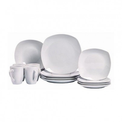 Tabletops Unlimited Quinto White Porcelain Square 16-pc. Dinnerware Set