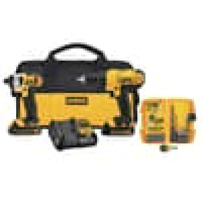 DeWalt 20V MAX Cordless Brushed 2 Tool Compact Drill and Impact Driver Kit w/ 15-Piece Rapid Load Drilling & Driving Set