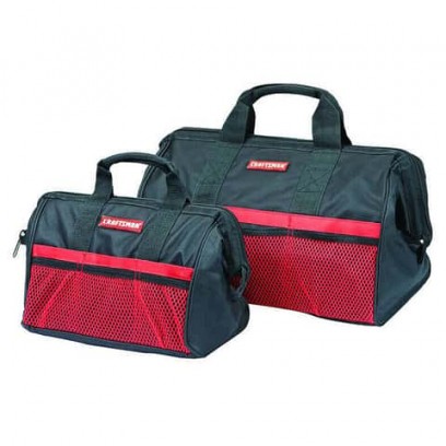2-Piece Craftsman 13 in. W X 18 in. H Ballistic Nylon Tool Bag Set (Black/Red)