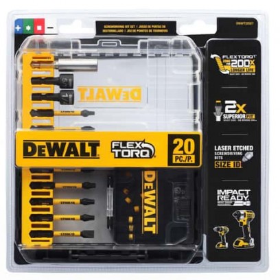 20-Pc DeWalt FlexTorq Assorted Screwdriving Bit Set (DWAFT20SET)
